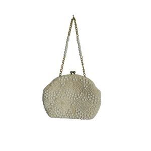John Wind 60's Vintage Cream Beaded Bag Shoulder bag or Clutch